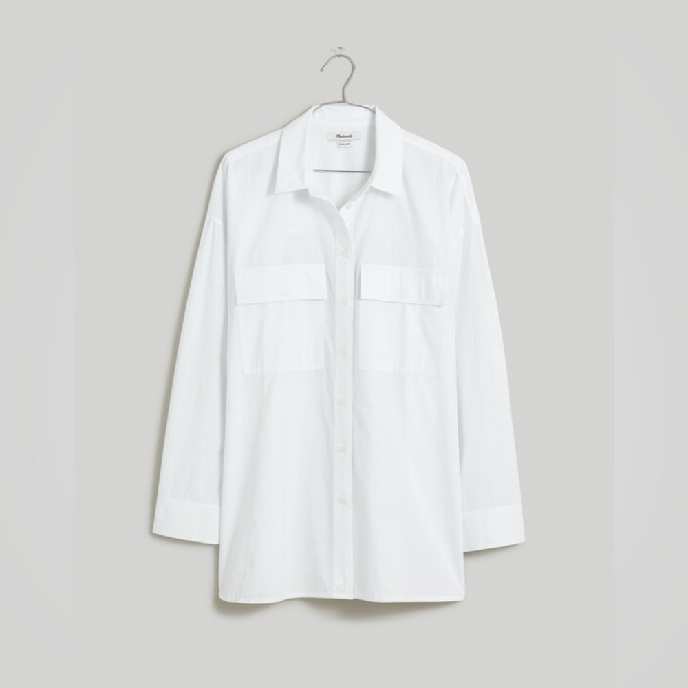 NWT Madewell The Plus Signature Poplin Oversized Button-Up Shirt: 2X White - Picture 6 of 8